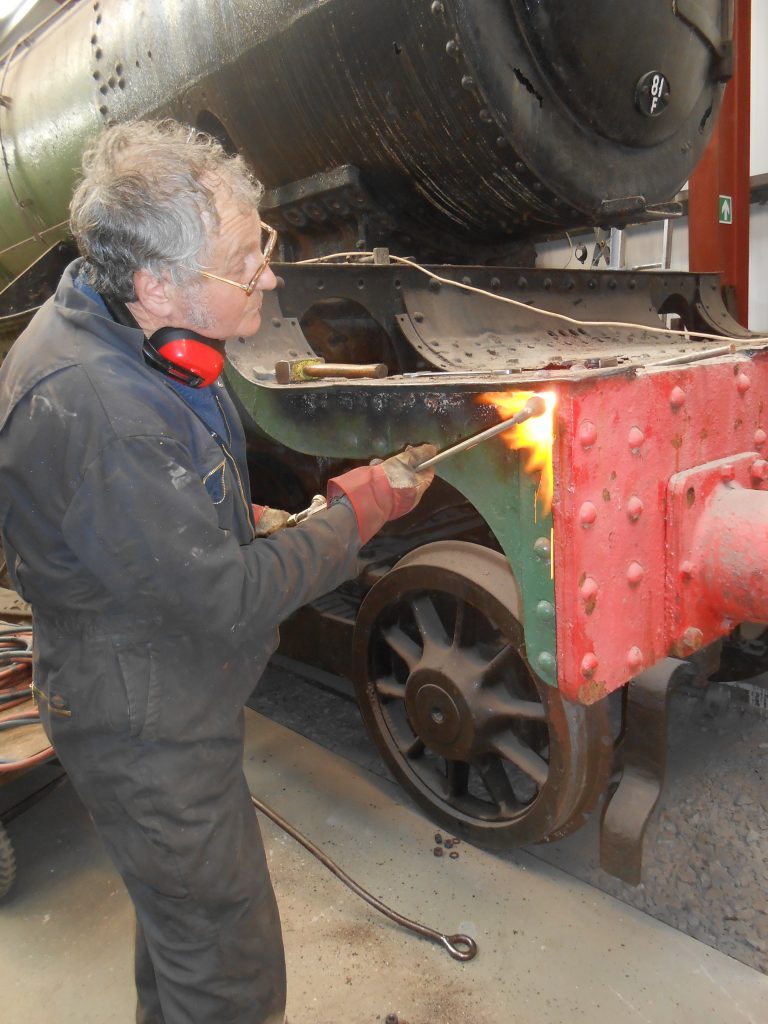 Keith removing the front platework on Wootton Hall