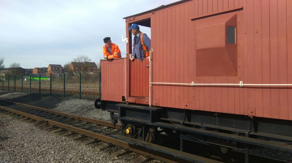 Tim and Martin in the brake van during driver assessments