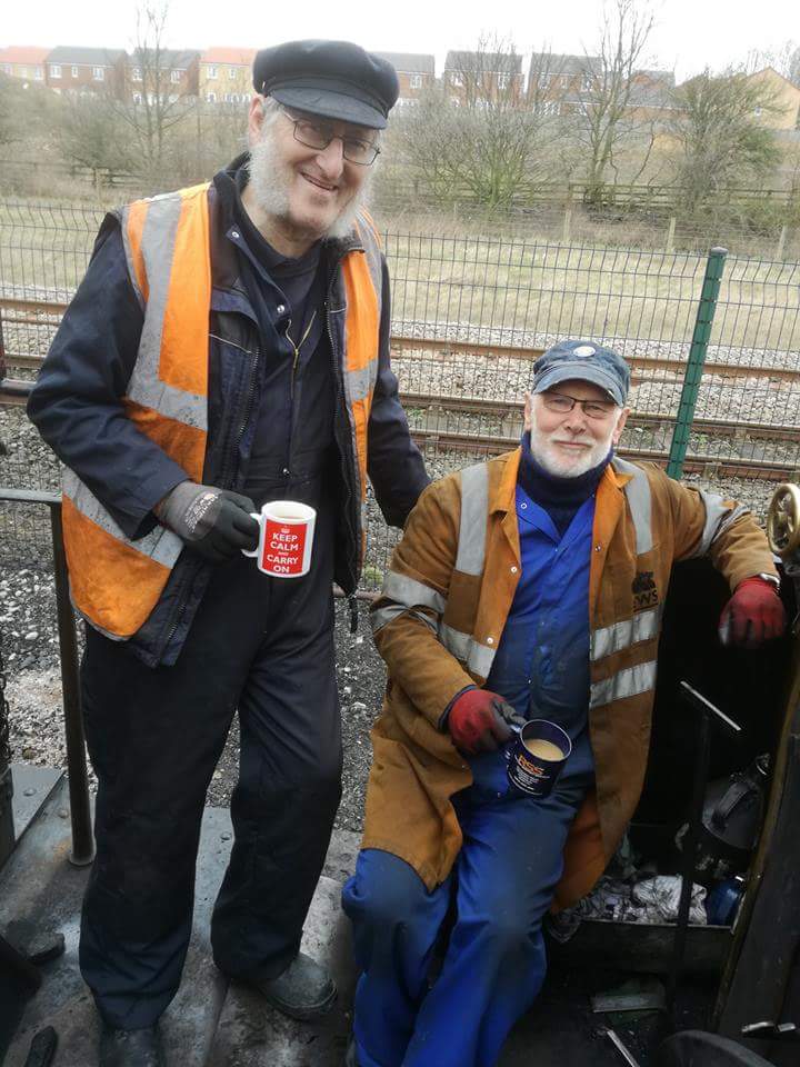 Alan on the footplate with fellow Shildon volunteer Terry Newman during assessments