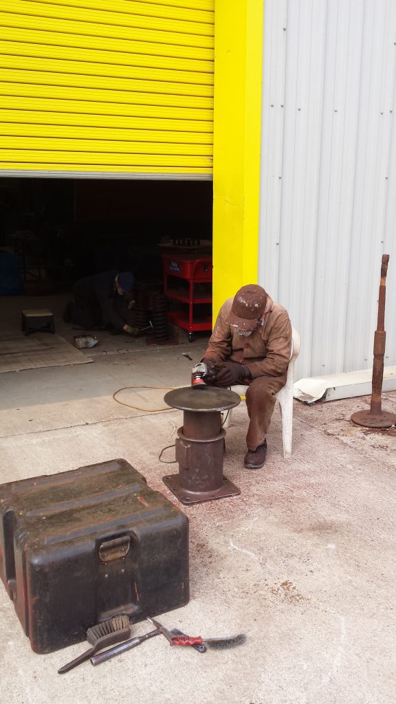 Fred cleaning up one of Wootton Hall's buffers