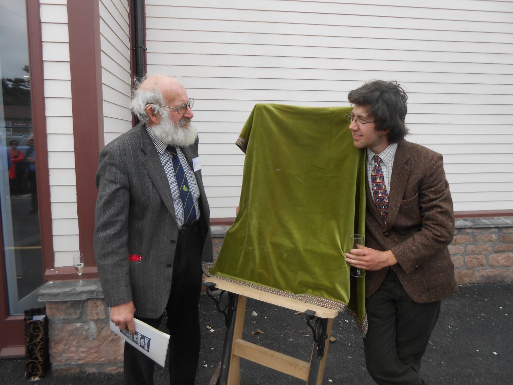 Peter and Dickon with the soon-to-be-unveiled plaque