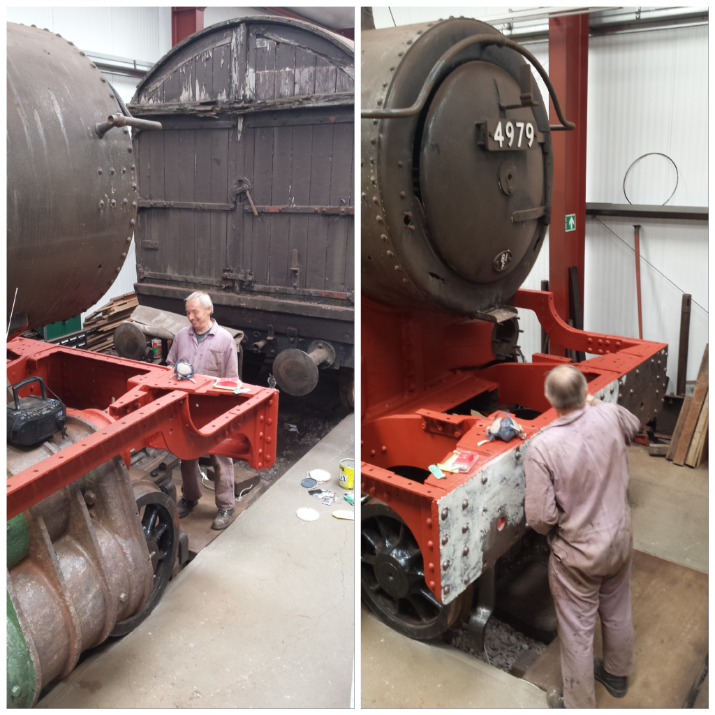 Tim working on Wootton Hall's buffer beam