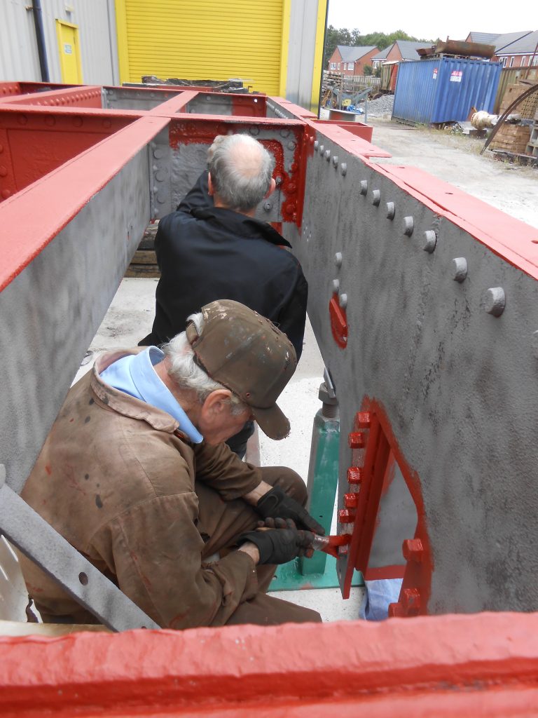 John and Fred painting the tender frames from Wootton Hall