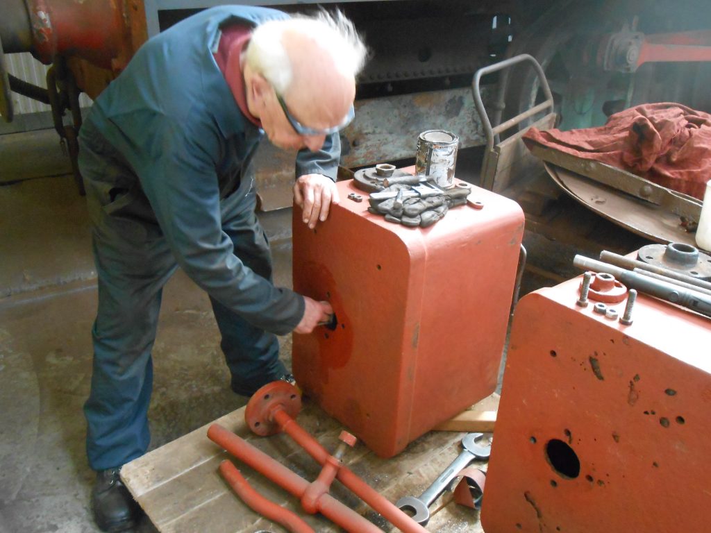 Howard working on one of Caliban's sand boxes