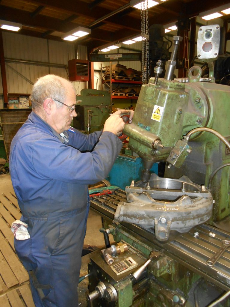 Steve Shearing machines the new blower ring for 5643