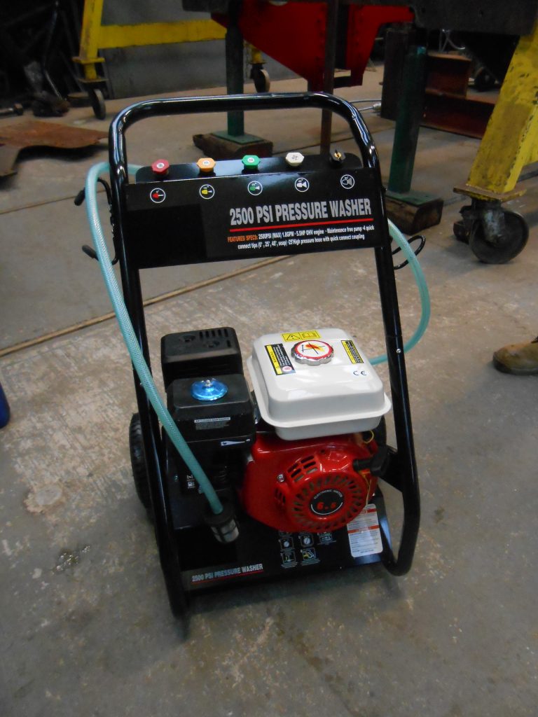 The new high pressure power washer is assembled