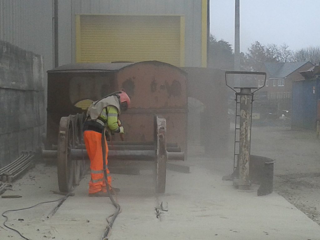 Wootton Hall's tender wheels being grit blasted on Saturday, 2nd December