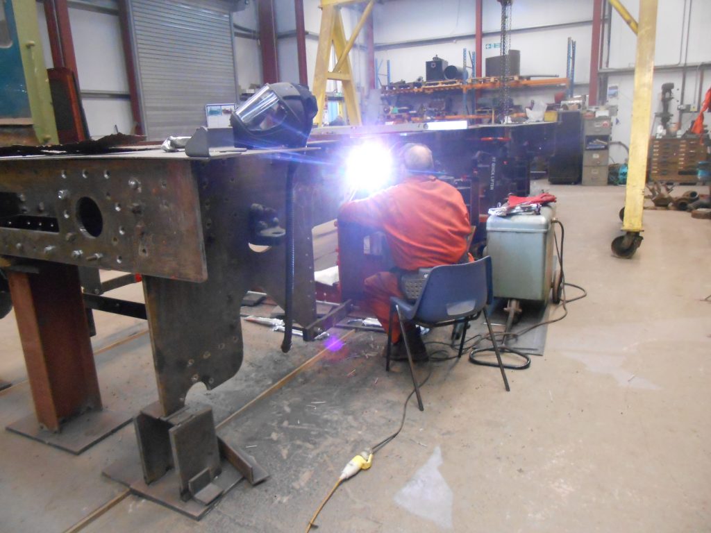 Ian Massey at work on Wootton Hall's tender frames