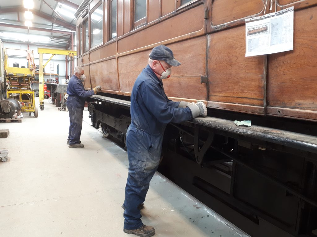 John David and Paul Newton sanding down GER No. 5 090518