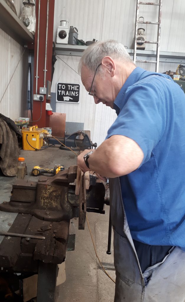 John Dixon repairing one of GER No. 5's droplights