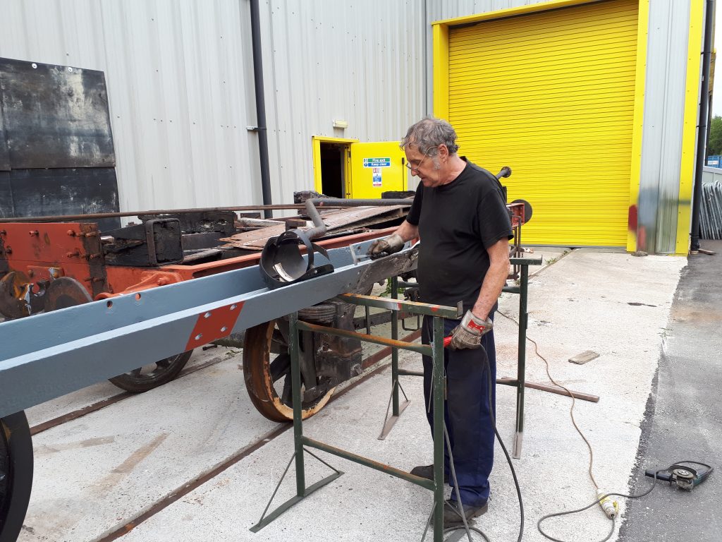 Keith fettling the hanging plates for Wootton Hall's tender 010818