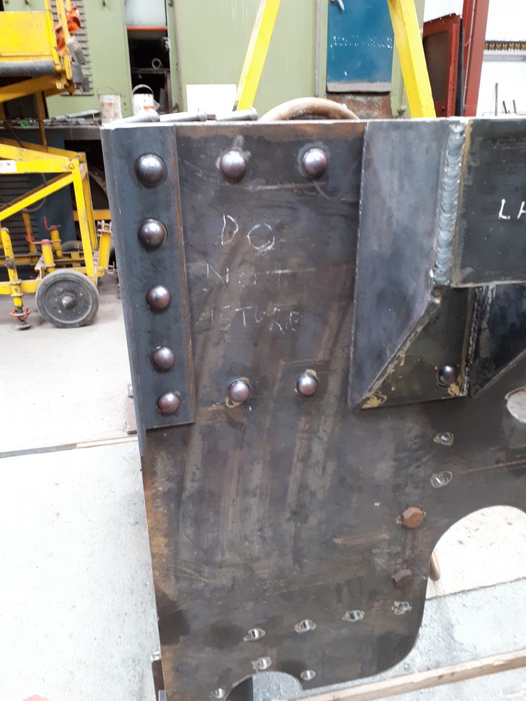 New rivets on Wootton Hall's tender drag box