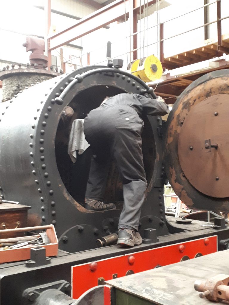 John Dixon at work in FR 20's smokebox