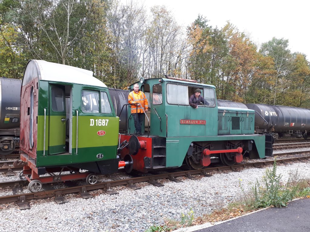 Ade and Andy Beswick with the Class 47 cab.