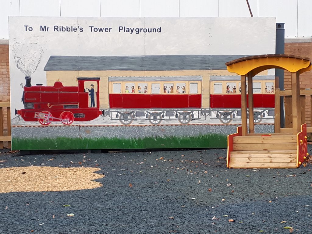 Bill Croston's new mural in place by the playground