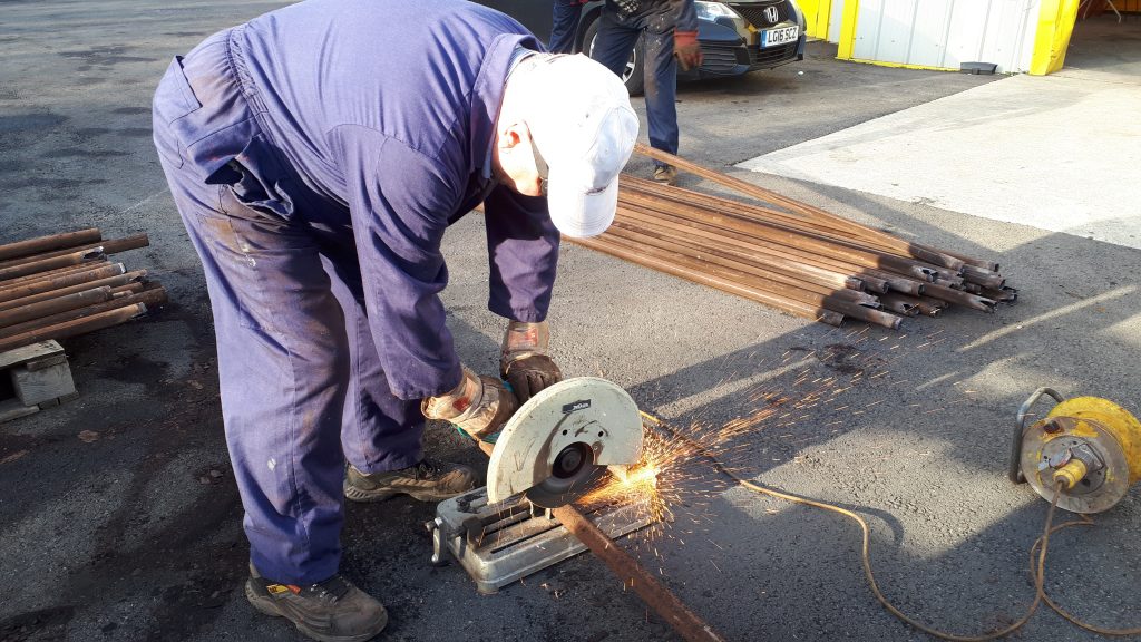 John Davis cuts one of FR 20's tubes in half