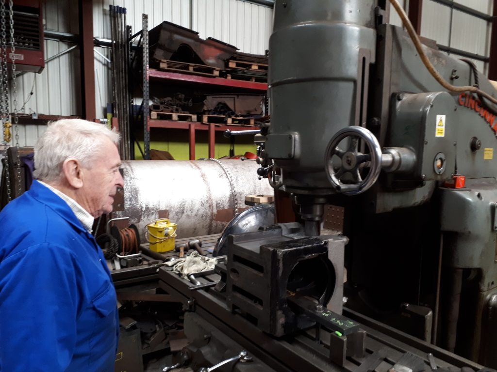 Bill Norcross machines a tender axlebox underkeep for Wootton Hall.