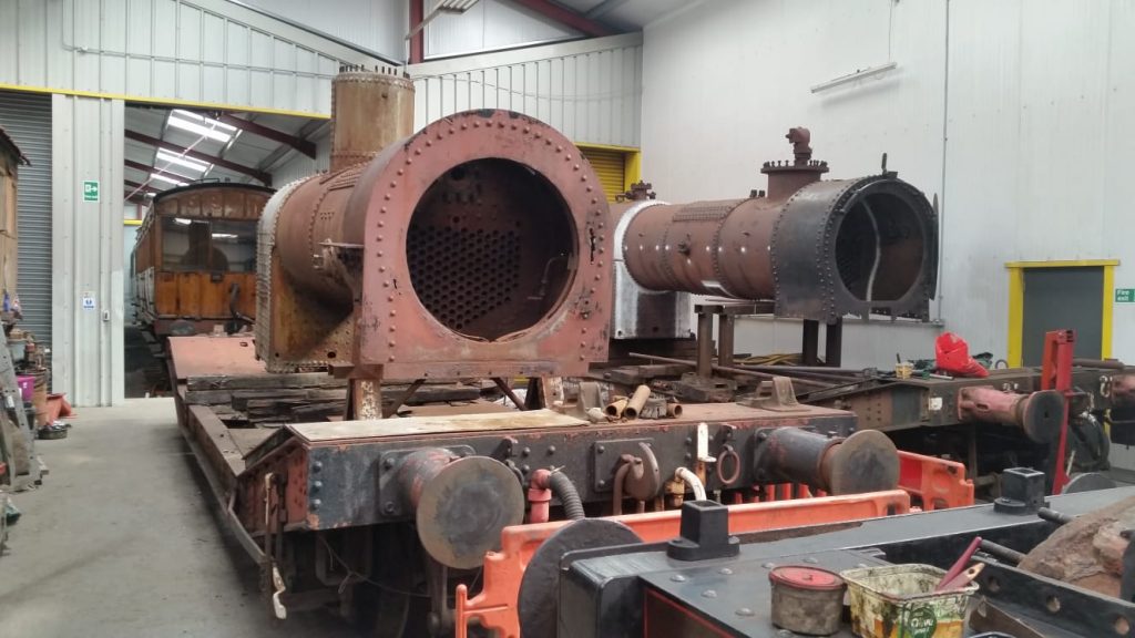 Caliban's boiler over the pit in the FRT shed with FR 20's boiler in the background