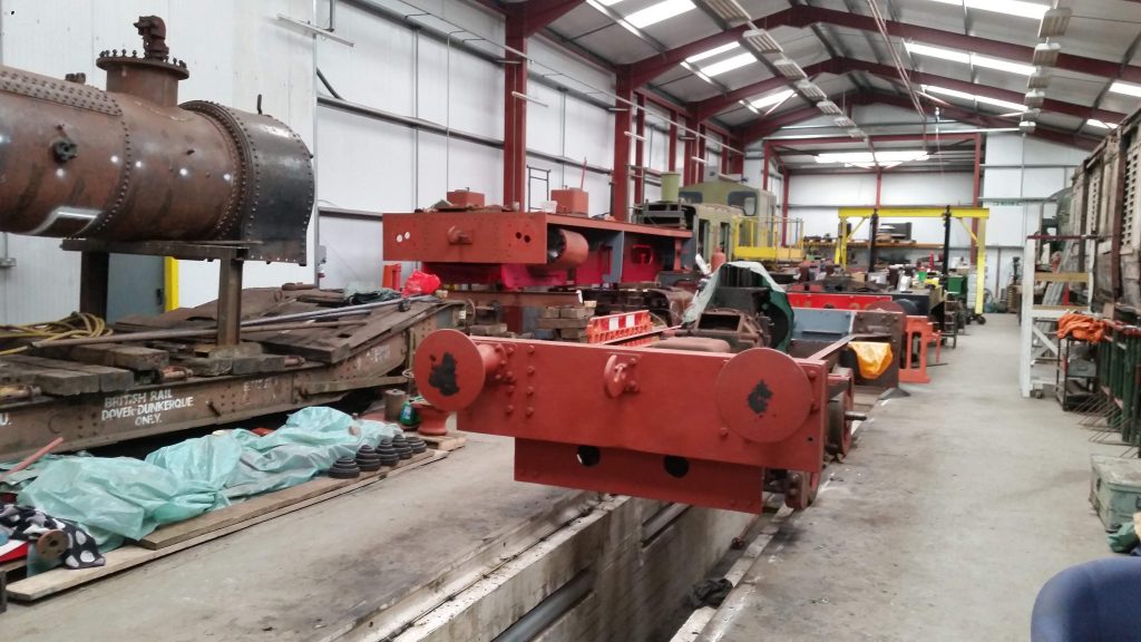 The frames of Fluff and Caliban (left rear) in the FRT shed formerly nos. 2 and 1 respectively