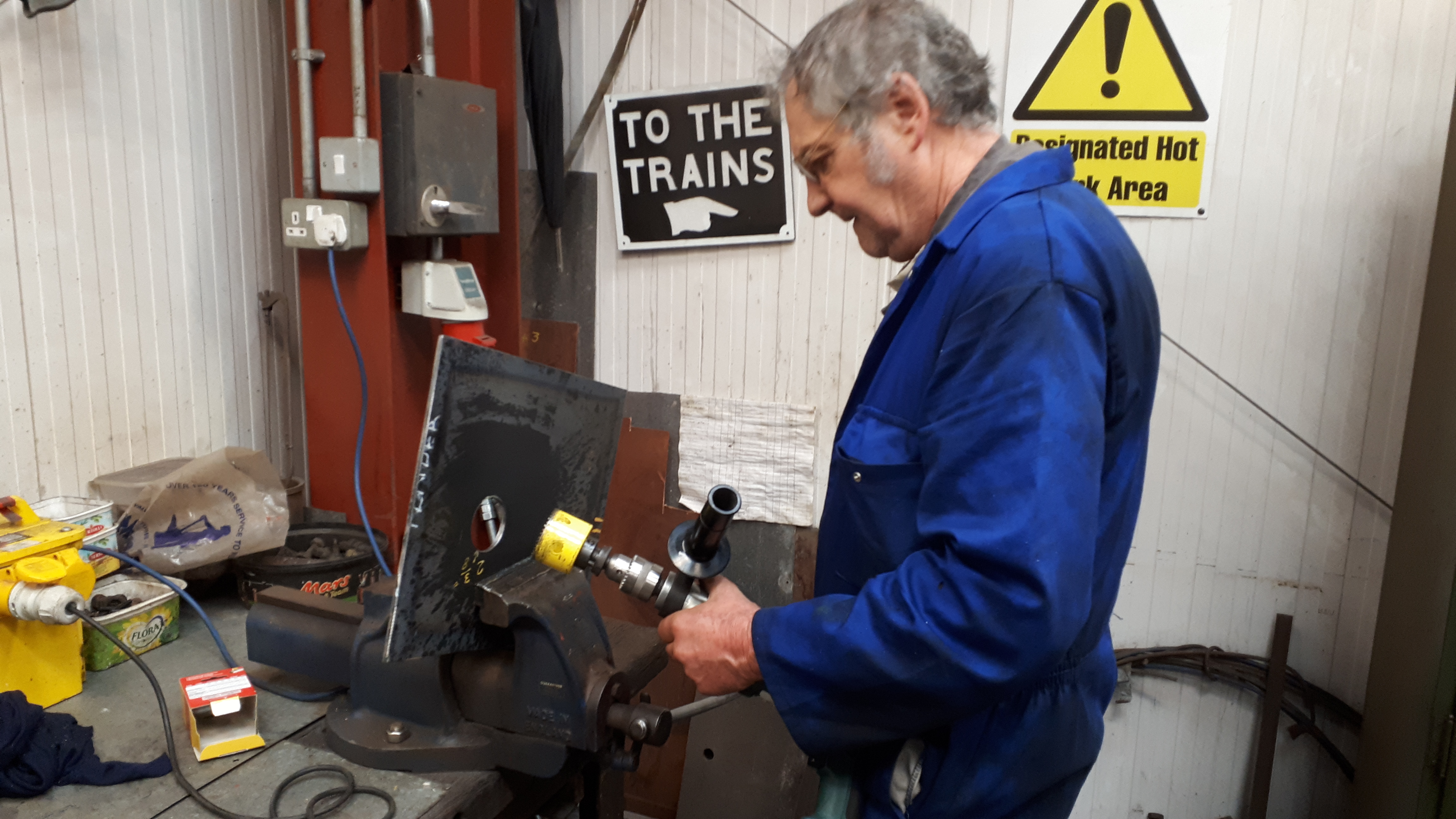 Keith with a new plate for Wootton Hall's tender tank.