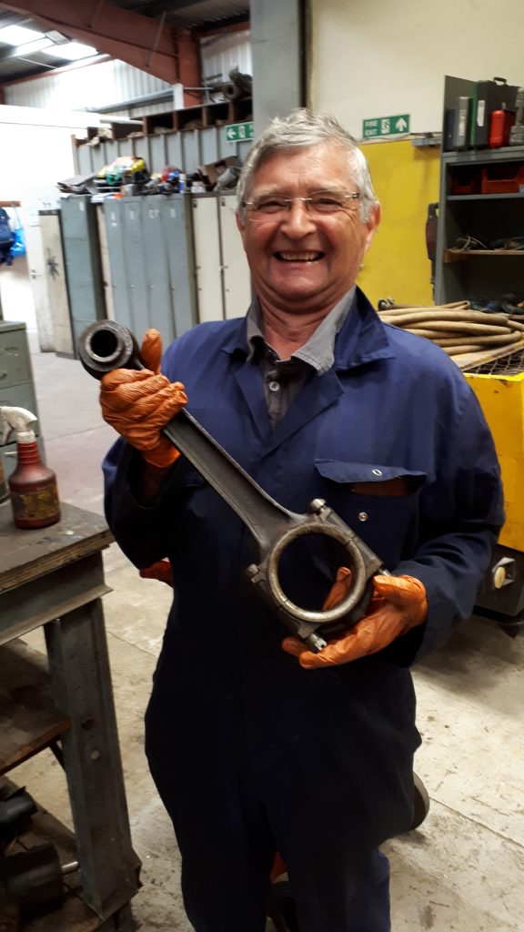 Alan Preston with one of Fluff's piston rods