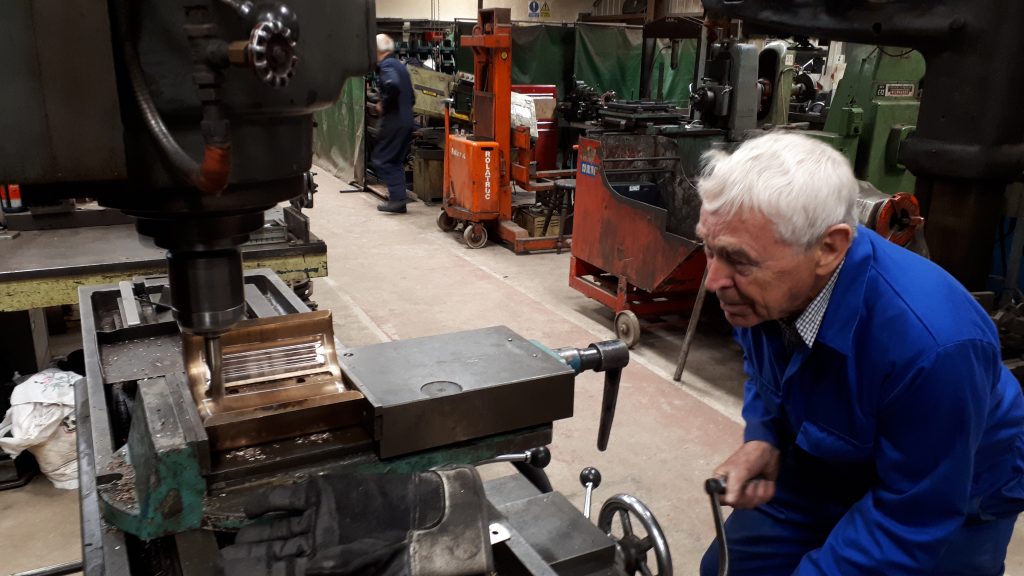 Bill Norcross machining one of the bearings