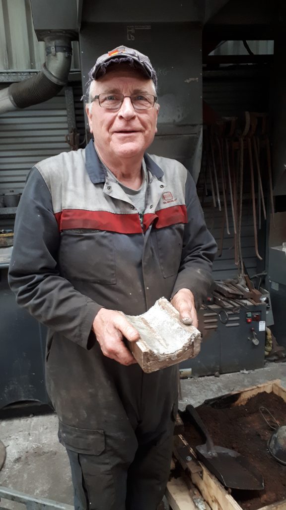 Jimmy Dutton with a white metalled bearing ready for machining