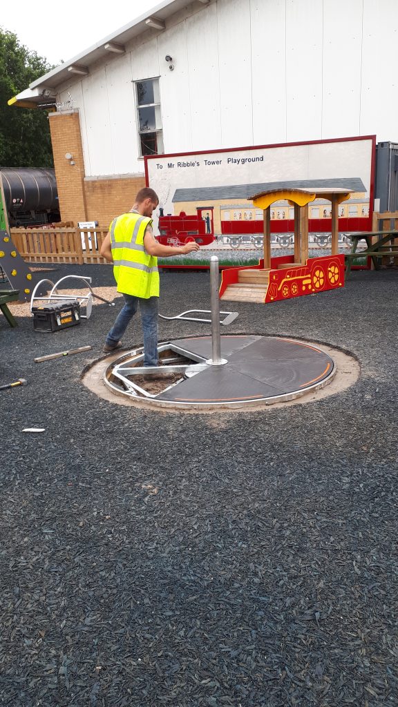 Alison's new roundabout being fitted