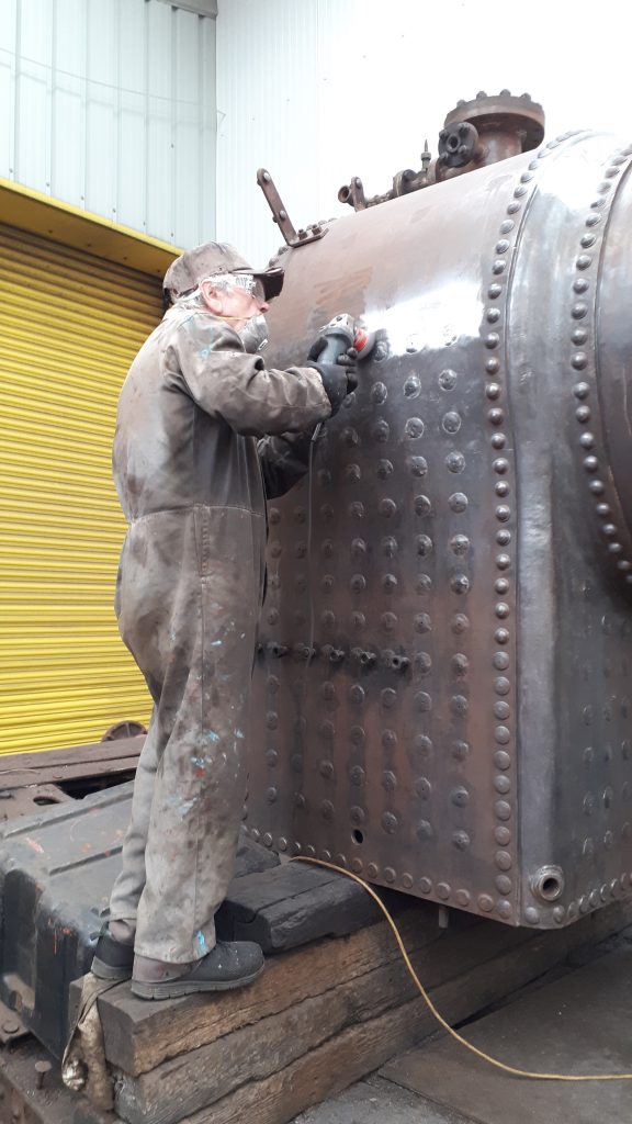 Fred cleaning off FR 20's boiler