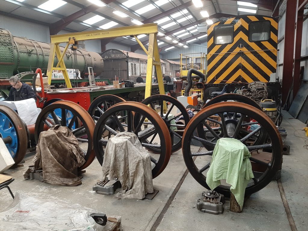Wootton Hall's tender wheels in the shed