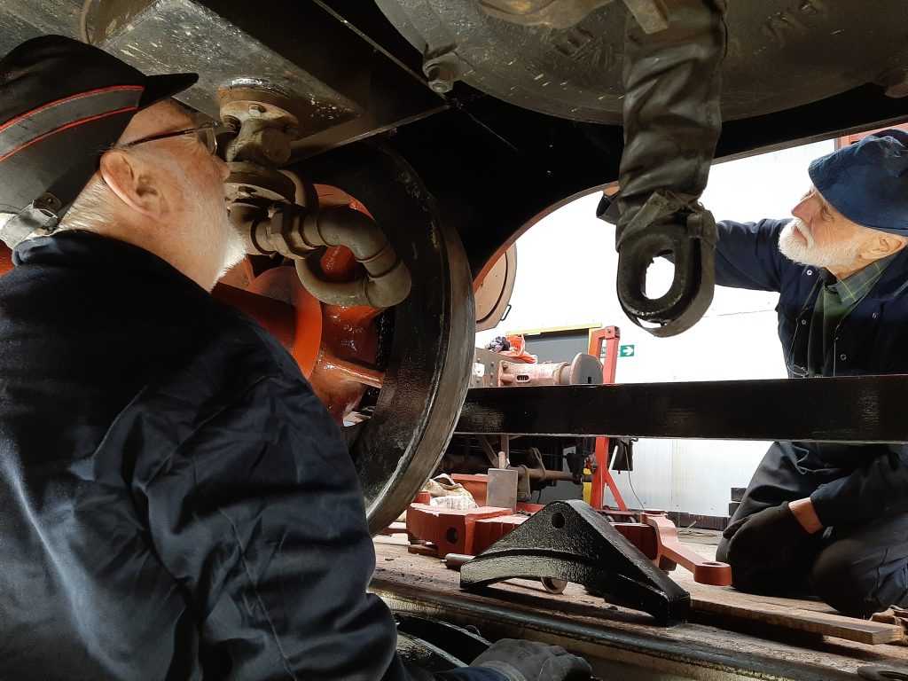 Phil and Roger re-fitting FR 20's tender brake gear