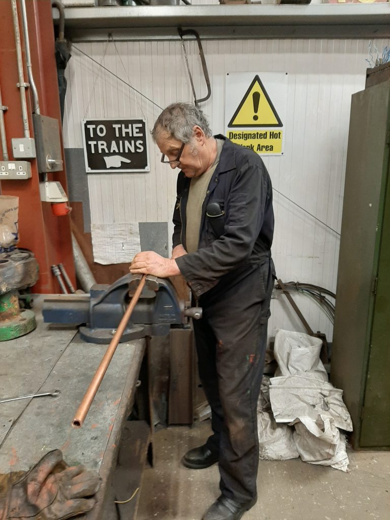 Keith preparing pipework for Wootton Hall