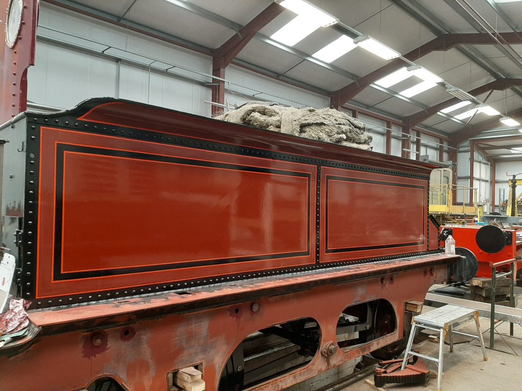 A shiny new coat of paint for the tender tank