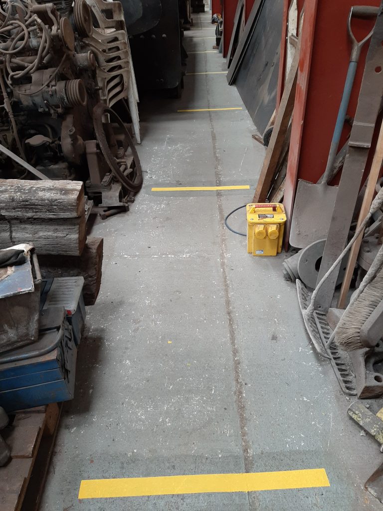 Floor markings in place