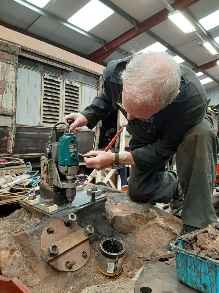 John Dixon resorting to drilling out a blast pipe stud on FR 20