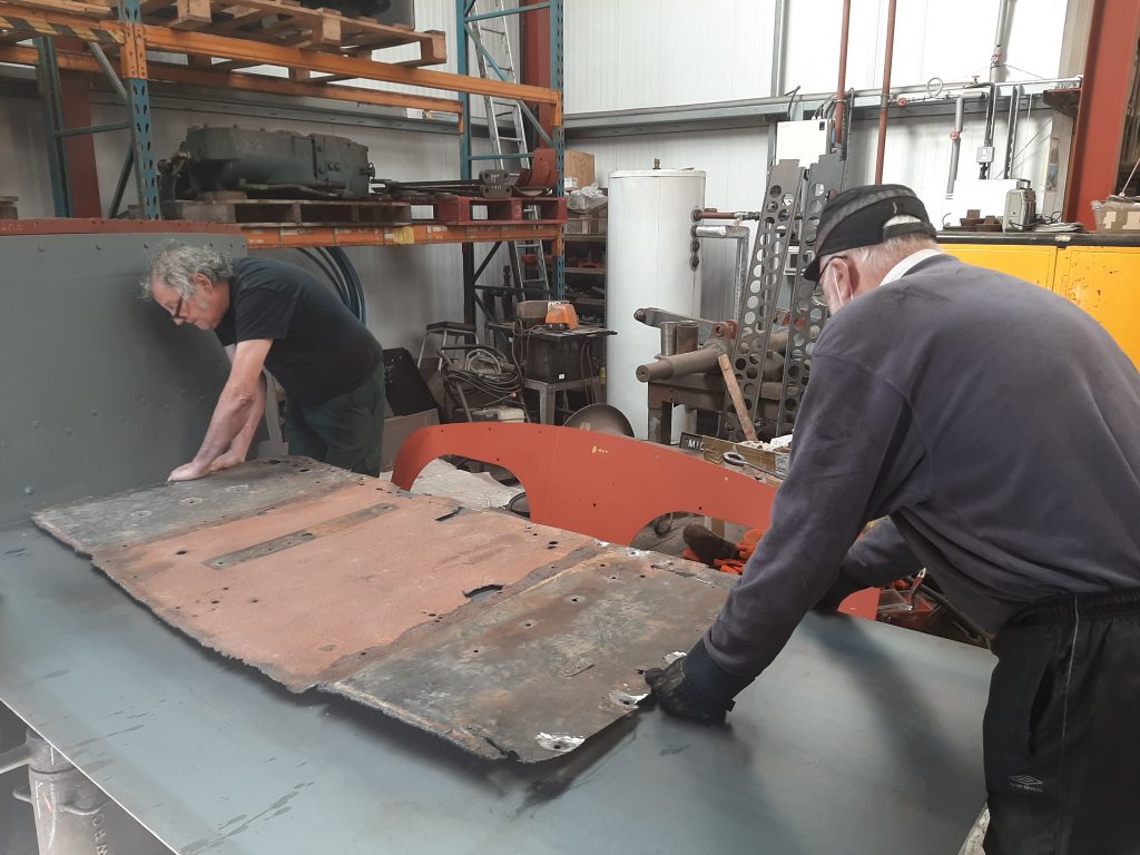 Keith and Phil Bell preparing to cut new steel for Fluff