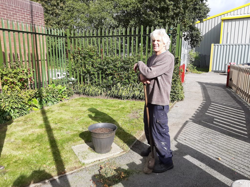 Ed and his spruced up garden