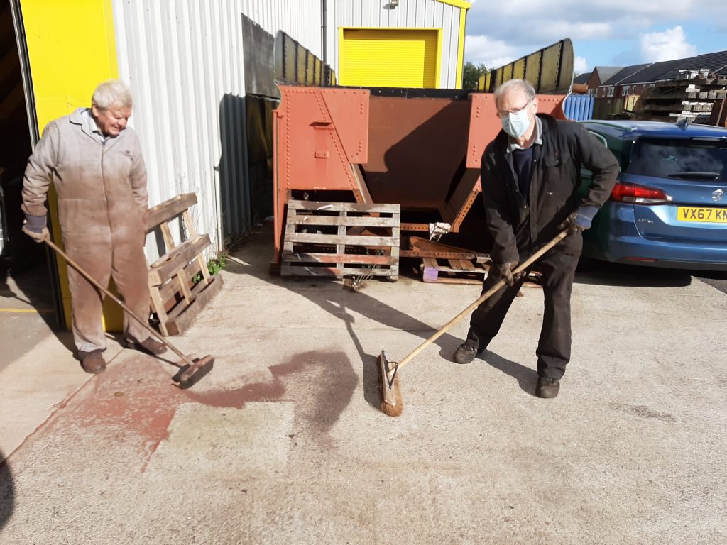 Fred and John clean up after another of Fred's wire brushing sessions