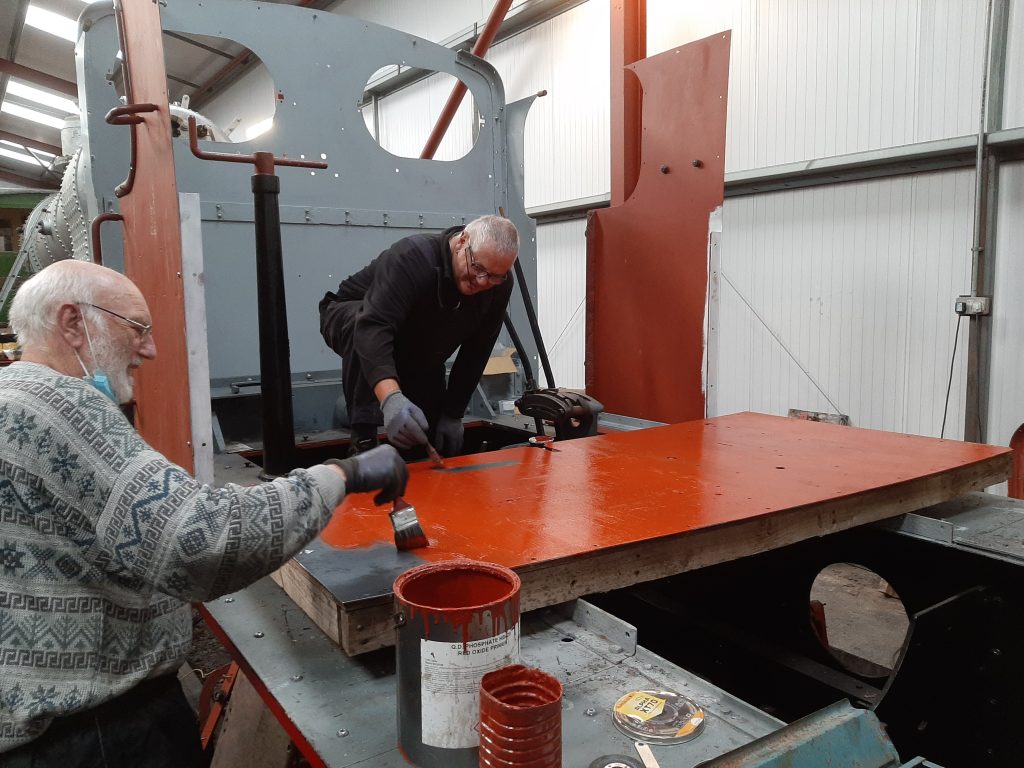 Phil Bell and John Davis painting more new steelwork for Fluff