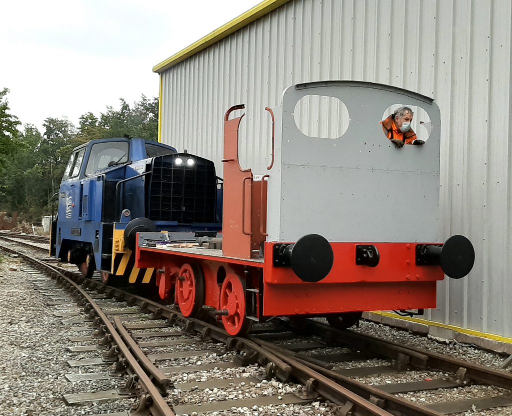 Keith taking a ride on Fluff as it is shunted