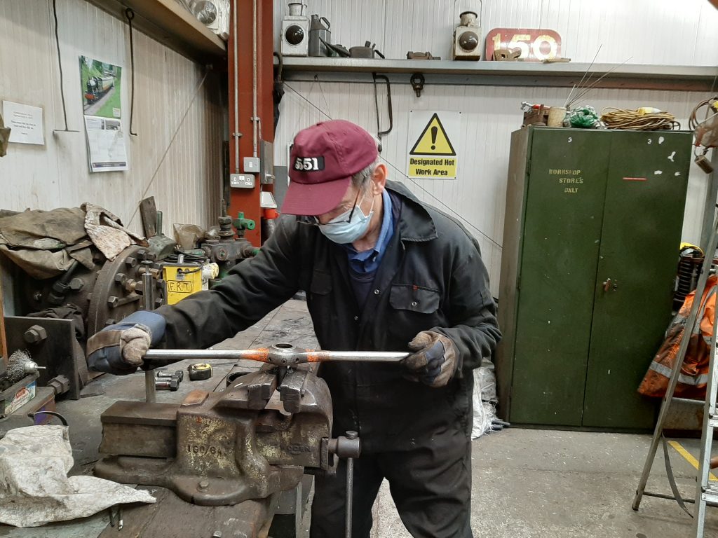 John Dixon making new domed smokebox retaining bolts for FR 20