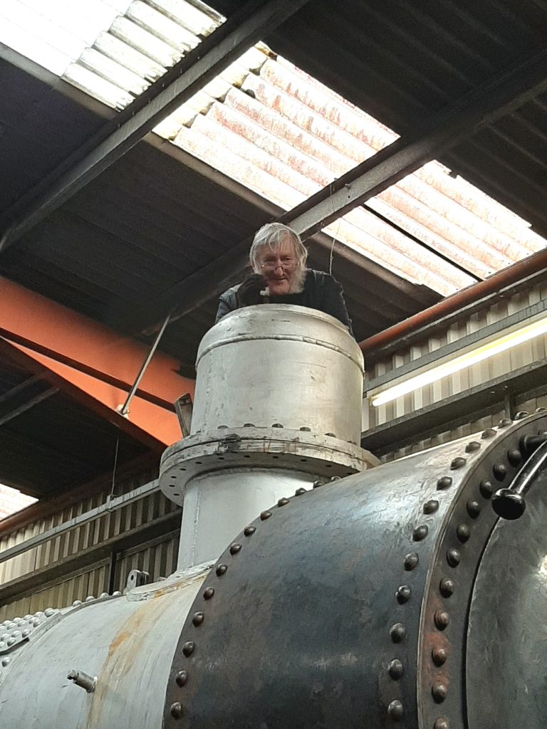 Alan on top of FR 20's boiler