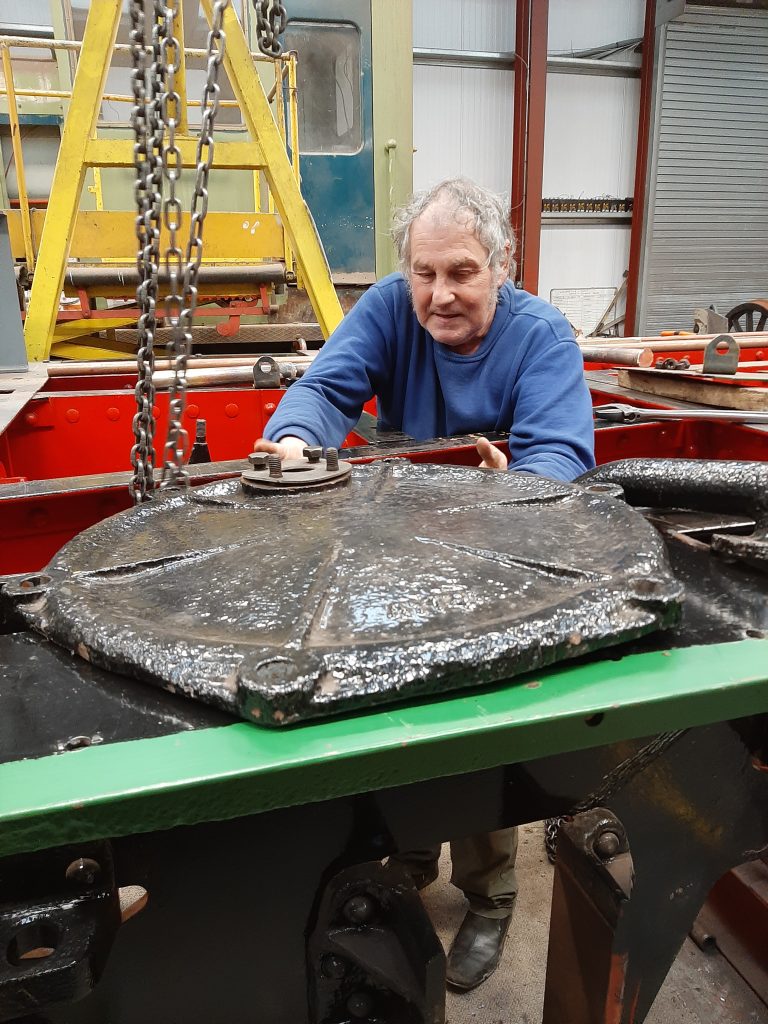 Keith working on Wootton Hall's tender brake cylinder