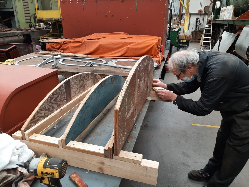 John Dixon constructing the new formwork to enable FR 20's new brick arch to be made