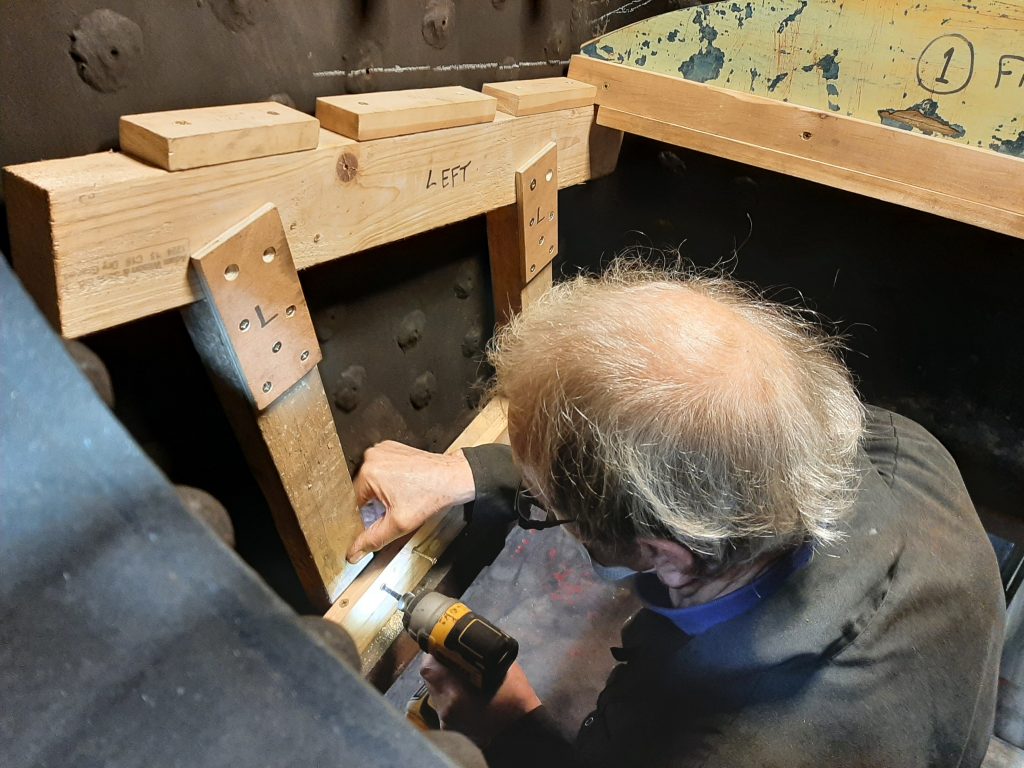 John Dixon constructs the formers for the new brick arch in FR 20