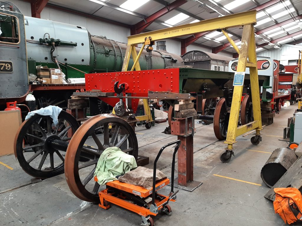 Final set of wheels ready to go under Wootton Hall's tender chassis