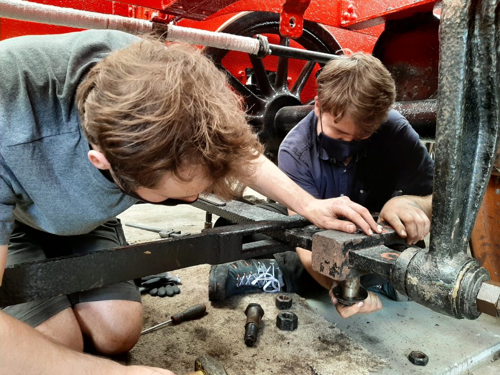 Sam and Jack Davenport (no not THAT Jack Davenport) fitting Wootton Hall's tender brake linkage