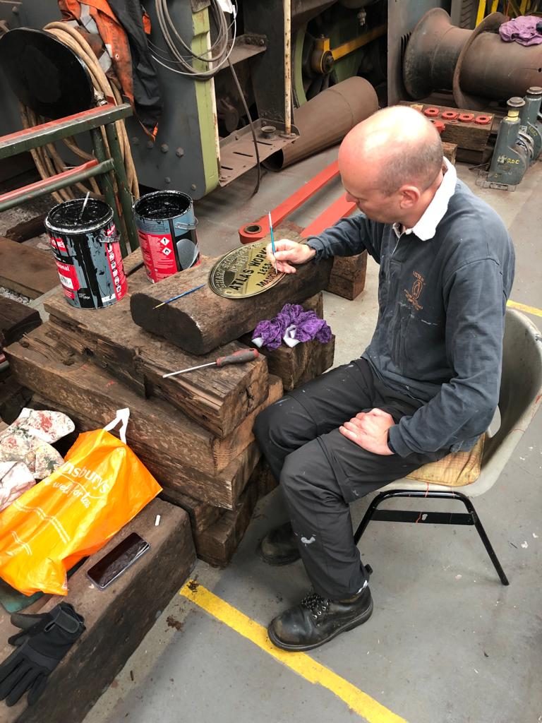 Neil working on the first works plate