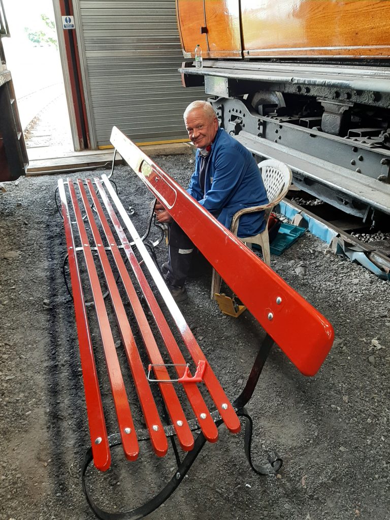 Paul Newton with a shiny bench seat