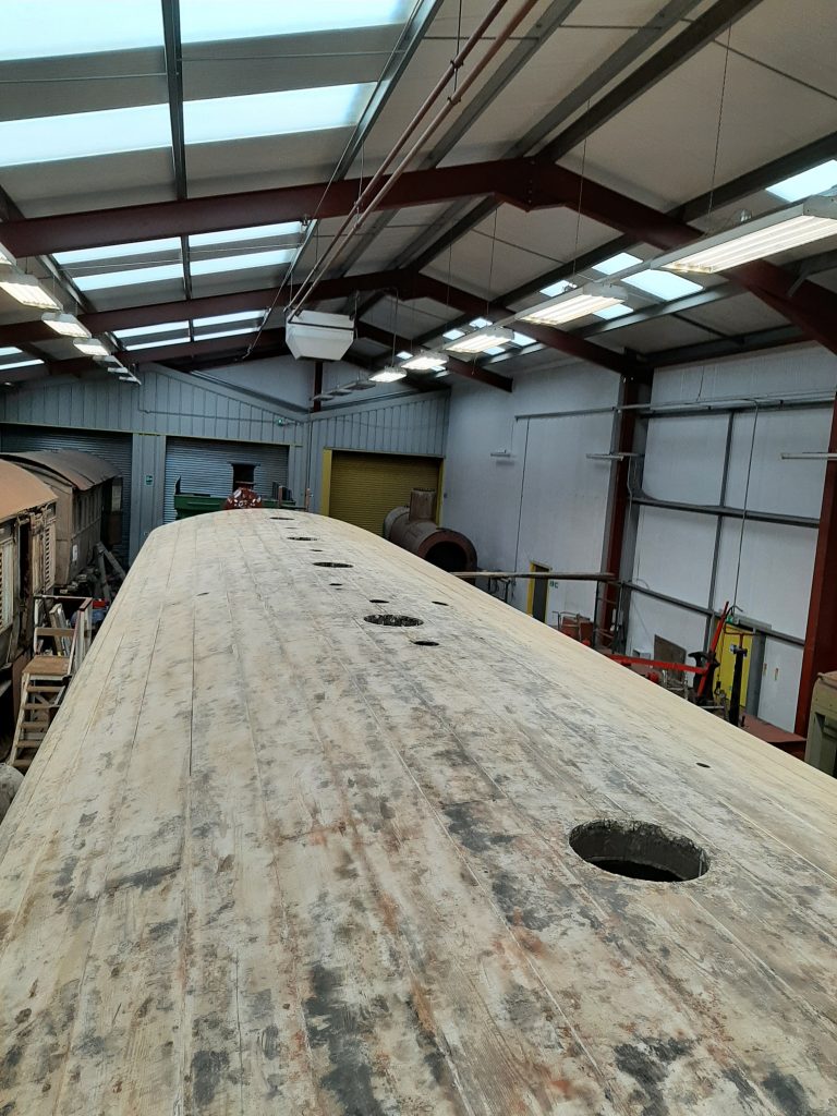 The stripped roof of GER No. 5 ready for painting